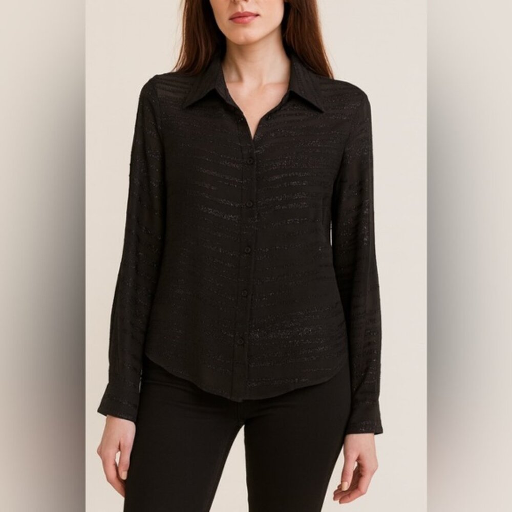 Joeffer Caoc Black Silk Button Front Blouse size 4